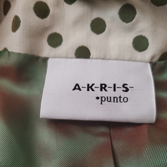 Akris Punto Green Polka Dot Cotton Snap Blazer Size US 10 - Picture 9 of 10